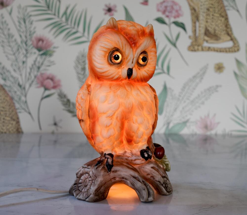 VTG 60s Ardalt Owl Figurine Lamp Kitsch MCM Retro Woodland Fairy Night Light